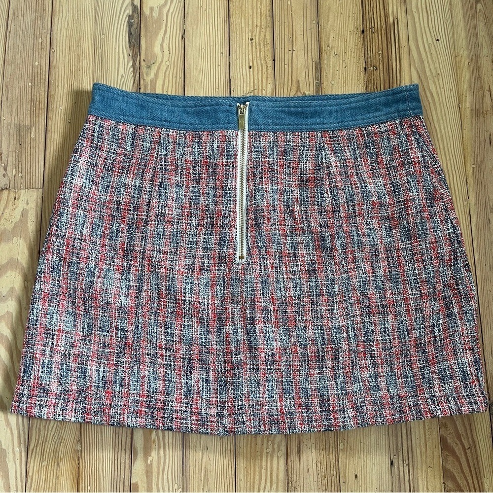 NWOT HOUSE OF HARLOW 1960 BARBIECORE MIXED MEDIA TWEED DENIM PENCIL SKIRT SZ 12 - Picture 7 of 9